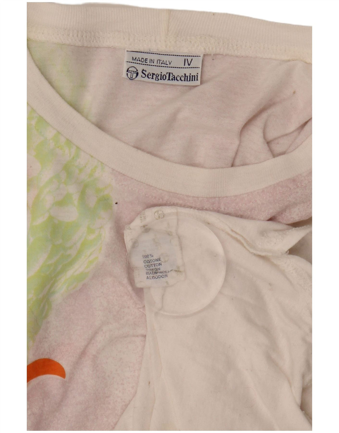 SERGIO TACCHINI Γυναικείο γραφικό T-shirt Top US 12 Μεγάλο λευκό φλοράλ βαμβακερό