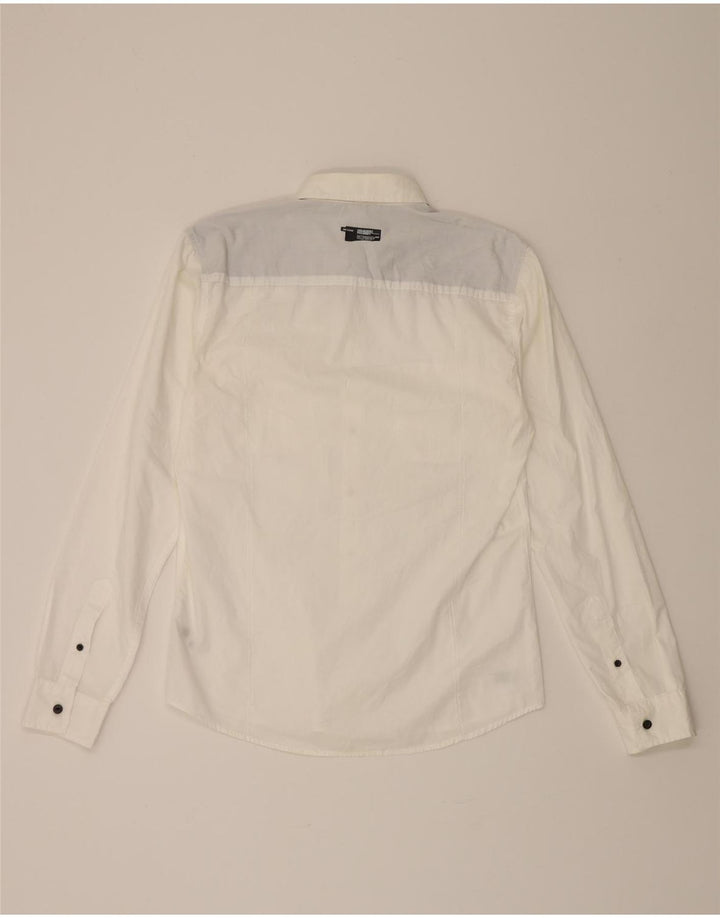 JACK & JONES Mens Shirt Large White Polyester Vintage Jack & Jones and Second-Hand Jack & Jones from Messina Hembry 