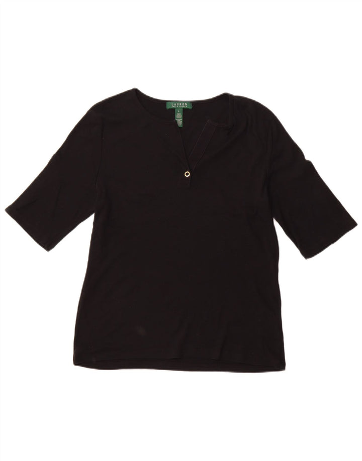 RALPH LAUREN Γυναικείο T-Shirt Top μεγάλο μαύρο βαμβακερό