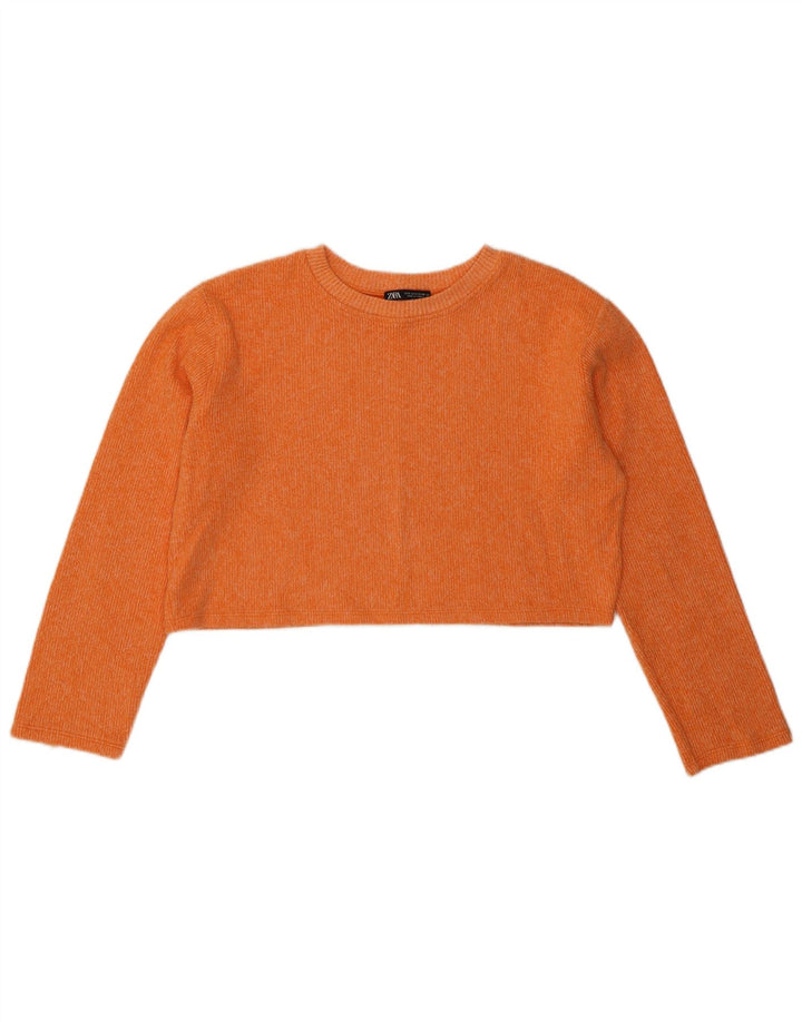 Zara Womens Crop Oversized Top Μακρύ μανίκι UK 10 Small Orange