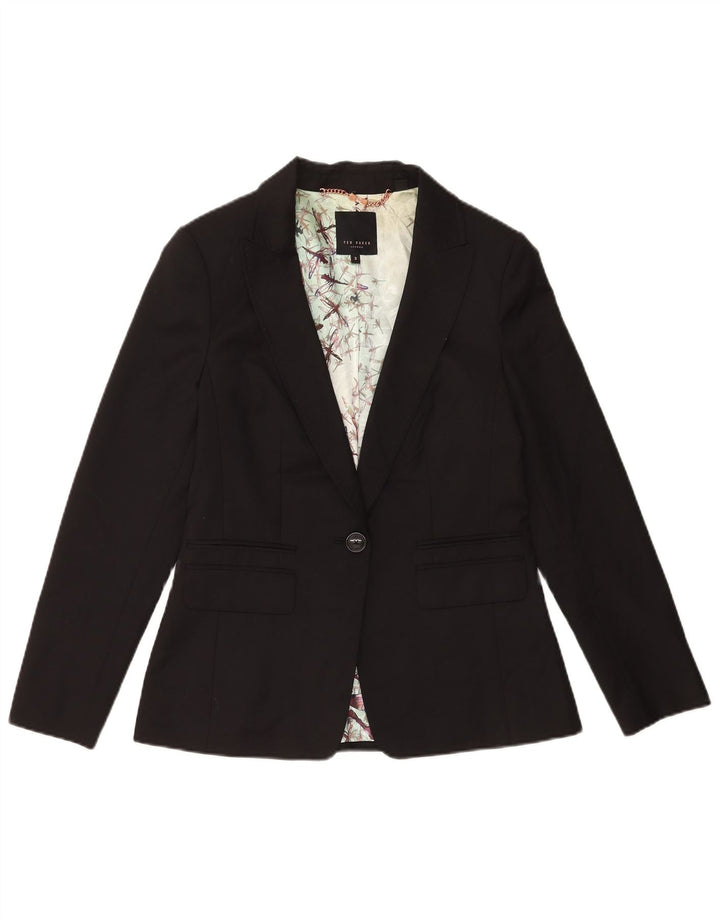 Ted Baker Γυναικείο σακάκι 1 κουμπιού blazer Μέγεθος 3 Μεσαίο μαύρο μαλλί