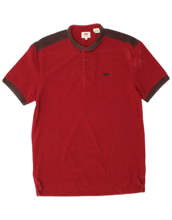 Levi's Mens Polo Shirt Medium Red Colourblock Cotton