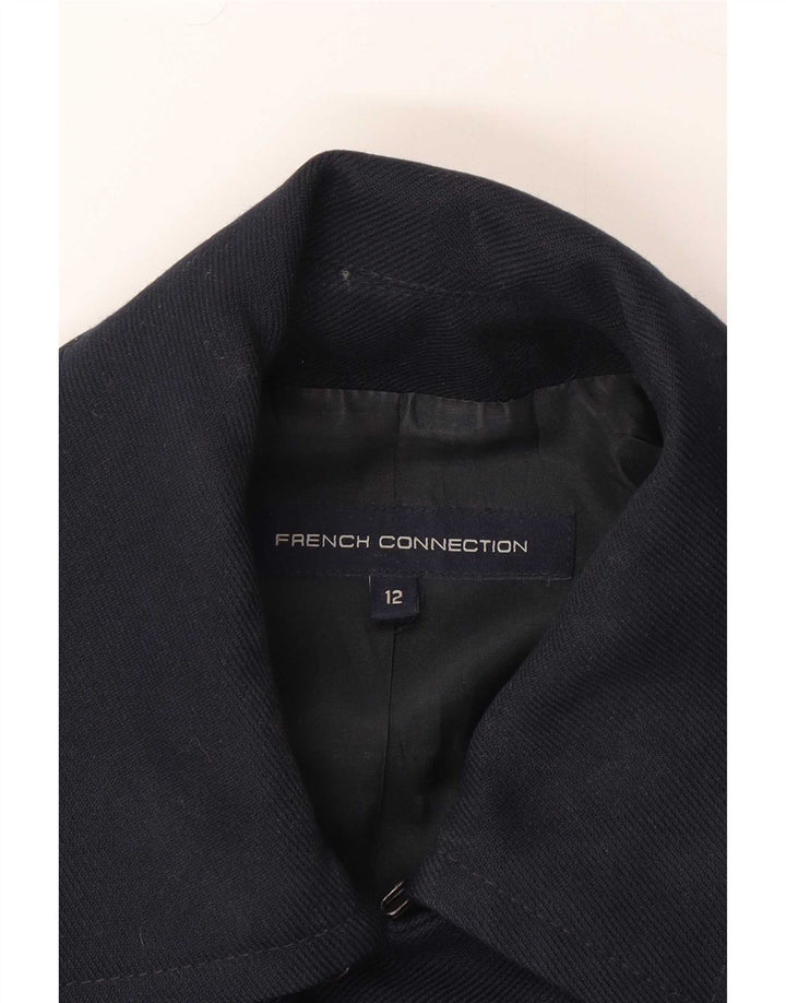 French Connection Γυναικείο παλτό μπιζελιού UK 12 Medium Navy Blue Polyester