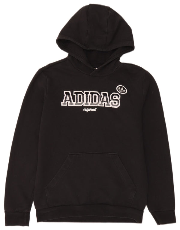 Adidas Boys Graphic Hoodie Jumper 13-14 ετών Μαύρο βαμβακερό