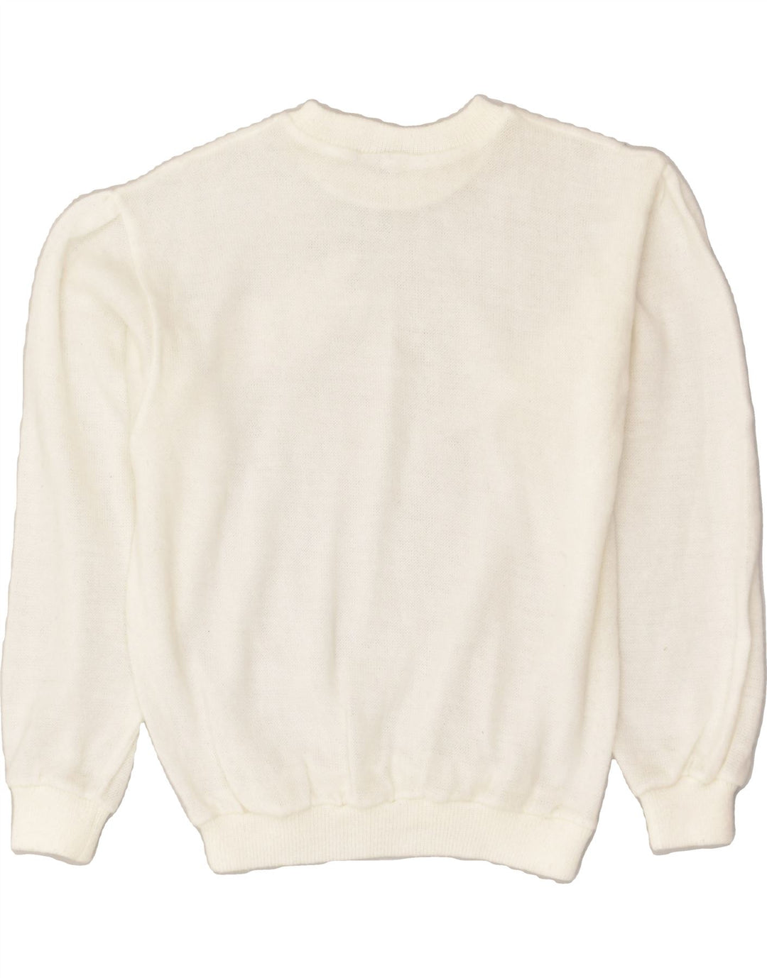 VINTAGE Womens Graphic Crew Neck Jumper Sweater UK 16 Large White Acrylic | Vintage Vintage | Thrift | Second-Hand Vintage | Used Clothing | Messina Hembry 