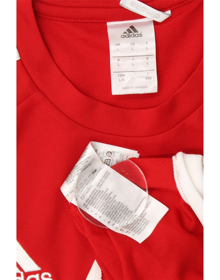 Adidas Ανδρικό T-Shirt Climalite Top Large Red Colourblock Πολυεστέρας