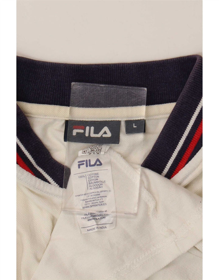 Ανδρικό πουκάμισο πόλο Fila μεγάλο λευκό ριγέ βαμβακερό