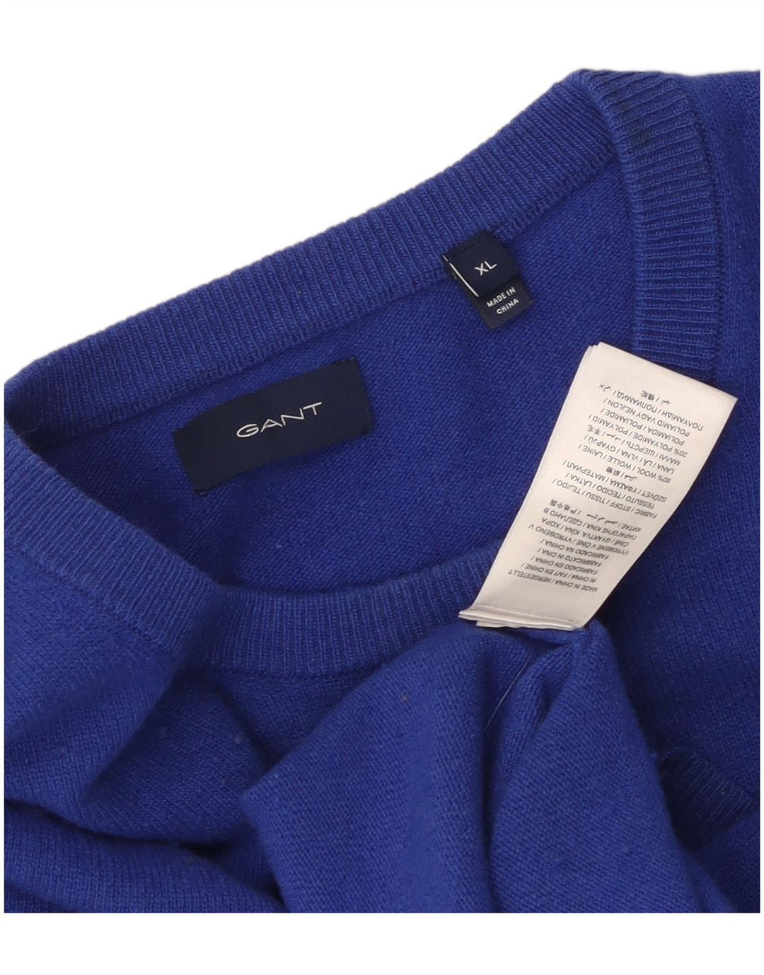 Ανδρικό πουλόβερ με λαιμόκοψη Gant XL Blue Wool
