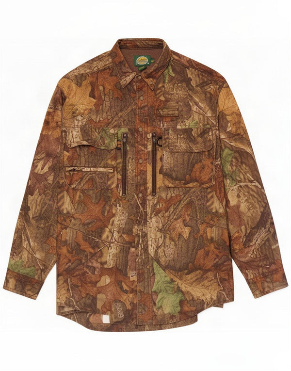 Cabela's Mens Hunting Overshirt Shirt Large Brown Camouflage Polyester