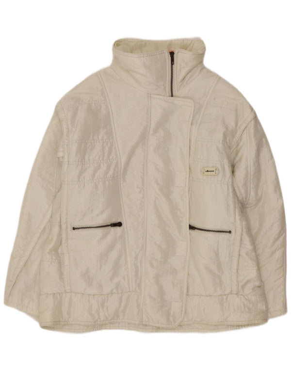 Γυναικείο μπουφάν Ellesse Loose Fit με επένδυση IT 48 XL Λευκό Νάιλον Ρετρό