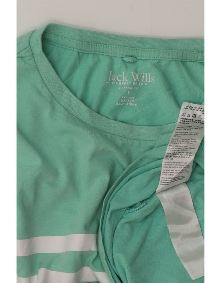 JACK WILLS Ανδρικό γραφικό μπλουζάκι με κλασική εφαρμογή, μεγάλο πράσινο βαμβακερό