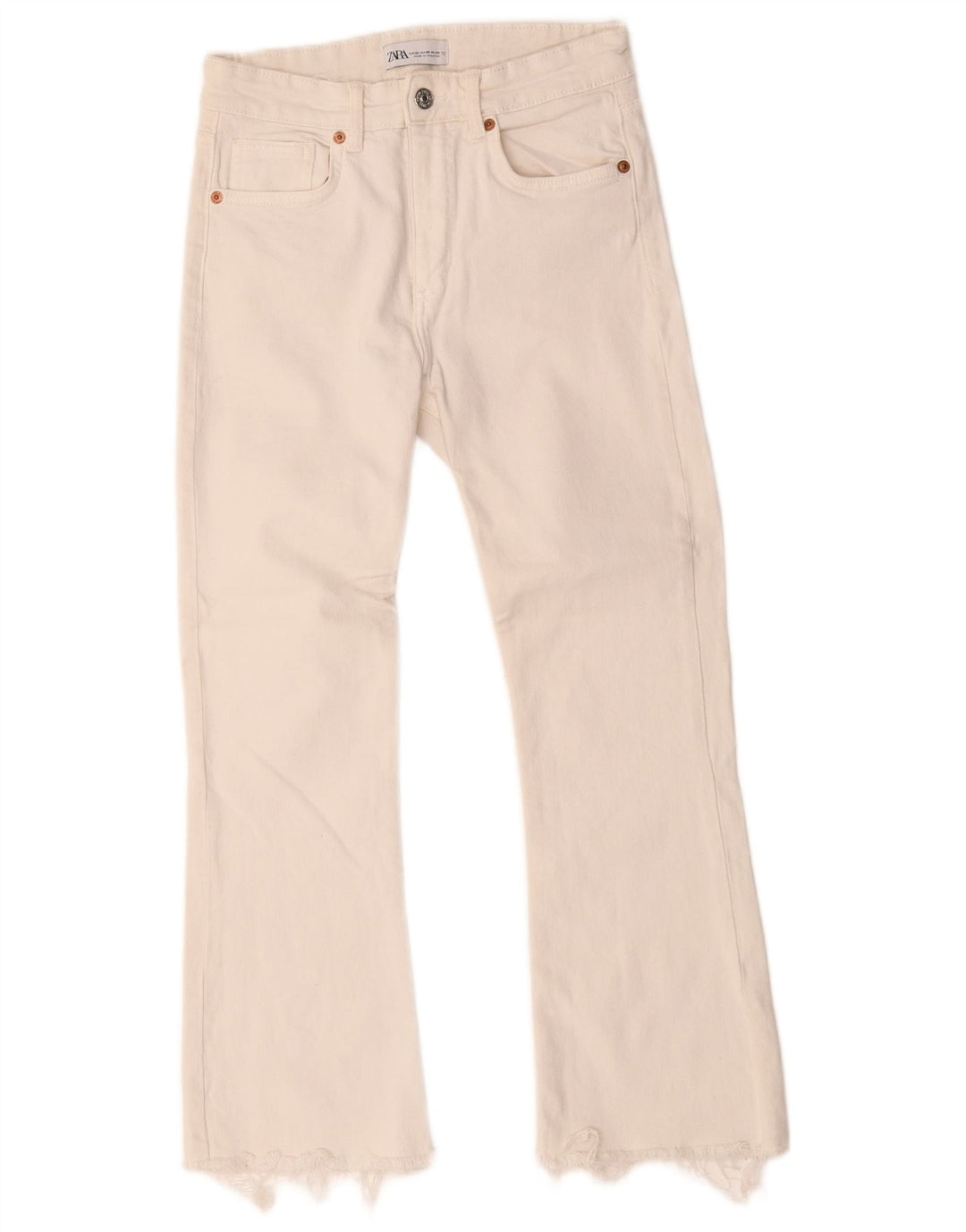 Zara Γυναικείο Τζιν μποτάκι EU 38 Small W28 L25 Λευκό βαμβακερό