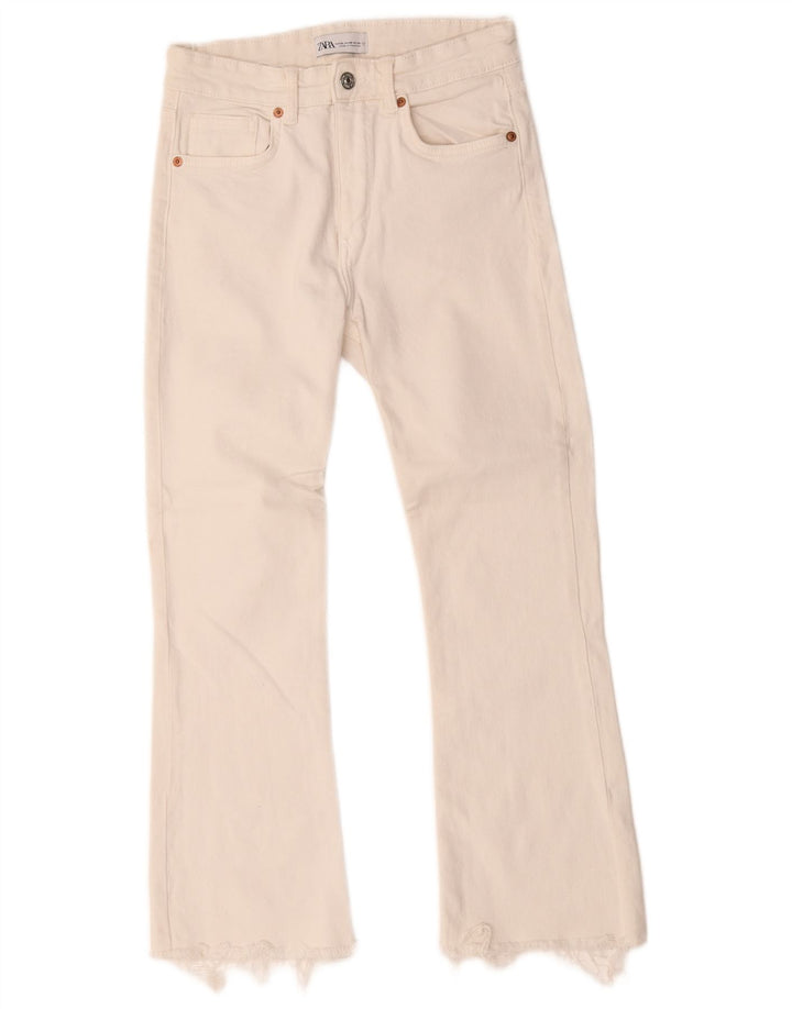 Zara Γυναικείο Τζιν μποτάκι EU 38 Small W28 L25 Λευκό βαμβακερό