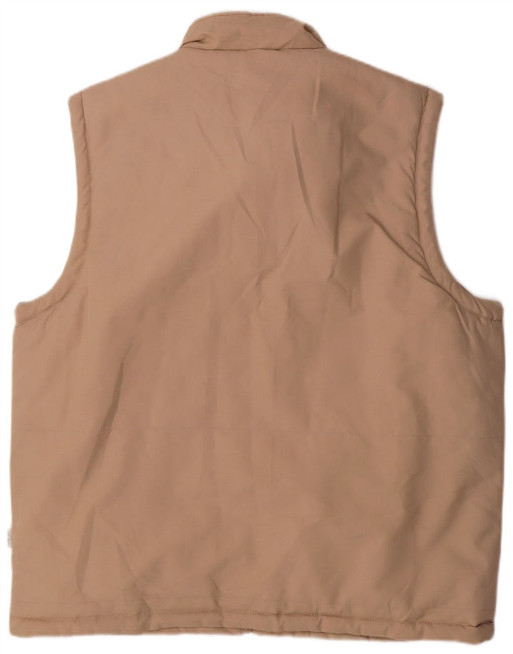 Vintage Mens Utility Gilet UK 42 XL Beige Polyester