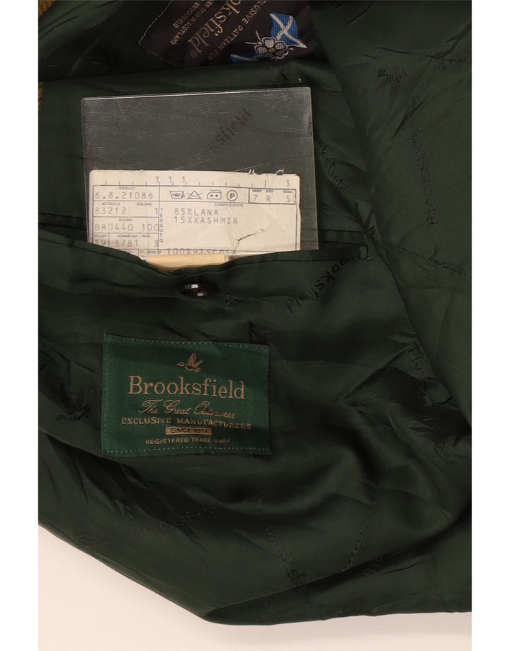 Brooksfield Ανδρικό σακάκι σακάκι με 2 κουμπιά IT 50 Large Green Check Wool