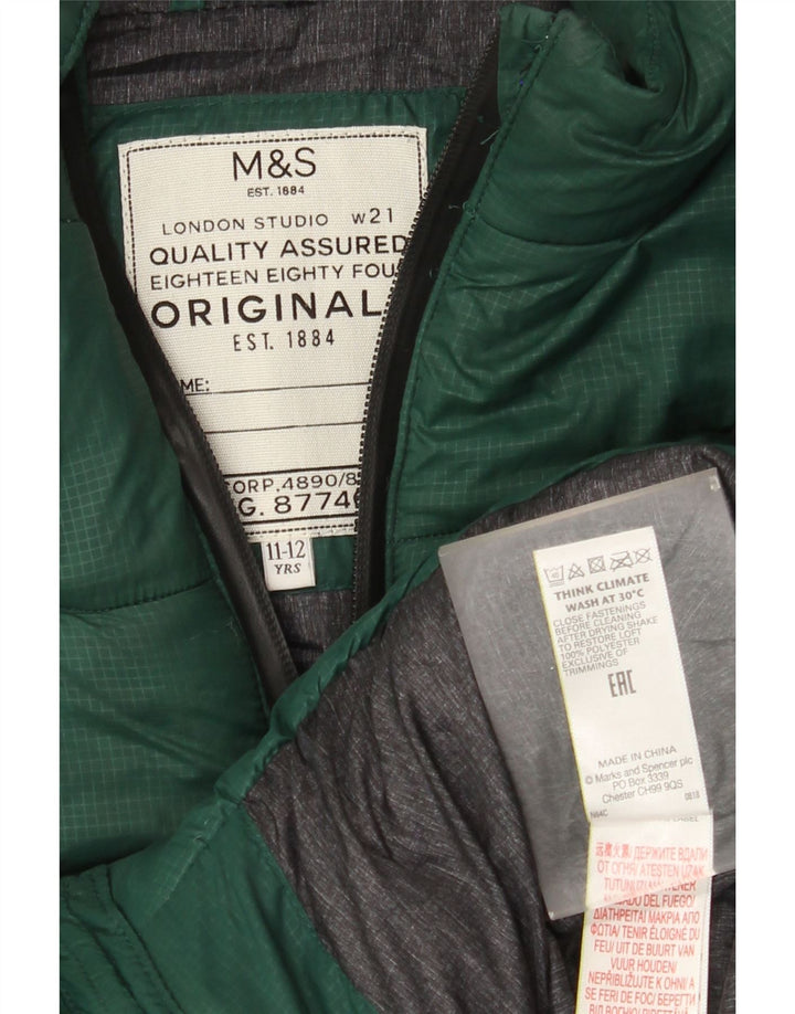 Marks & Spencer Boys Hooded Gilet Gilet 11-12 Years Green Polyester