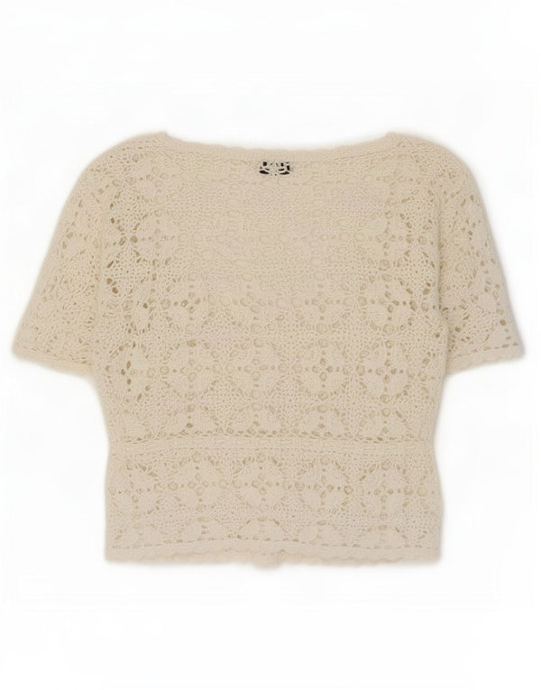 Sasha γυναικείο κοντό μανίκι βελονάκι Bolero Top 14 UK Large White Floral