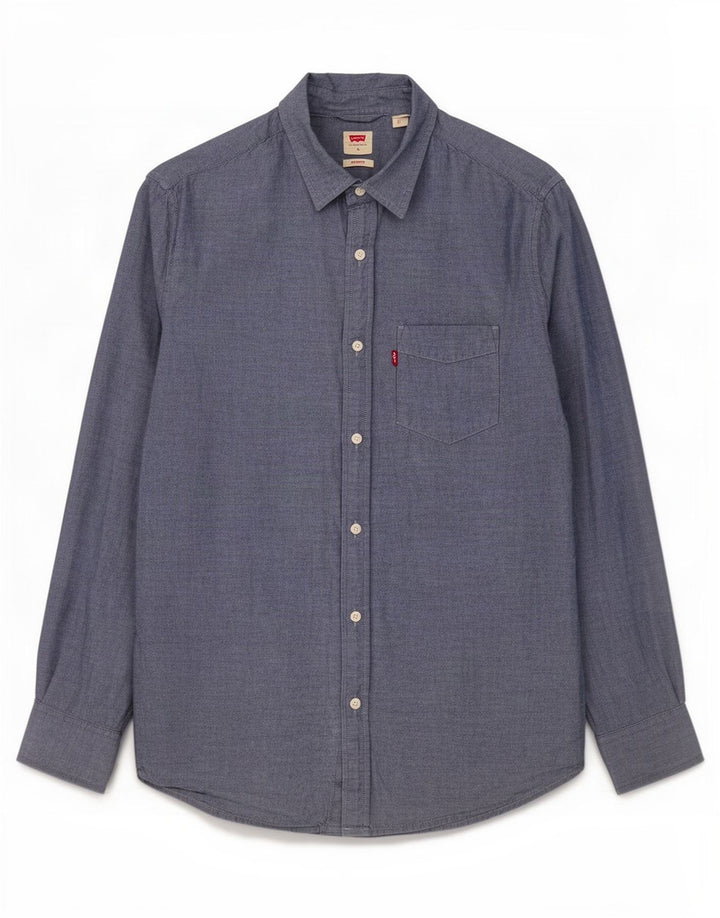Ανδρικό πουκάμισο Levi's Standard Fit Large Navy Blue από βαμβάκι