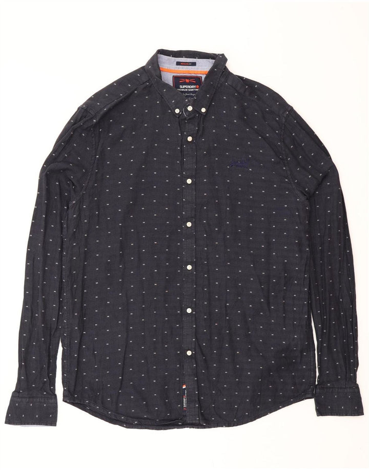 Ανδρικό πουκάμισο με κανονική εφαρμογή SUPERDRY XL Βαμβακερό σε μπλε ναυτικό χρώμα