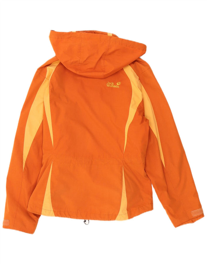 Jack Wolfskin γυναικείο μπουφάν βροχής με κουκούλα UK 14 Medium Orange Colourblock