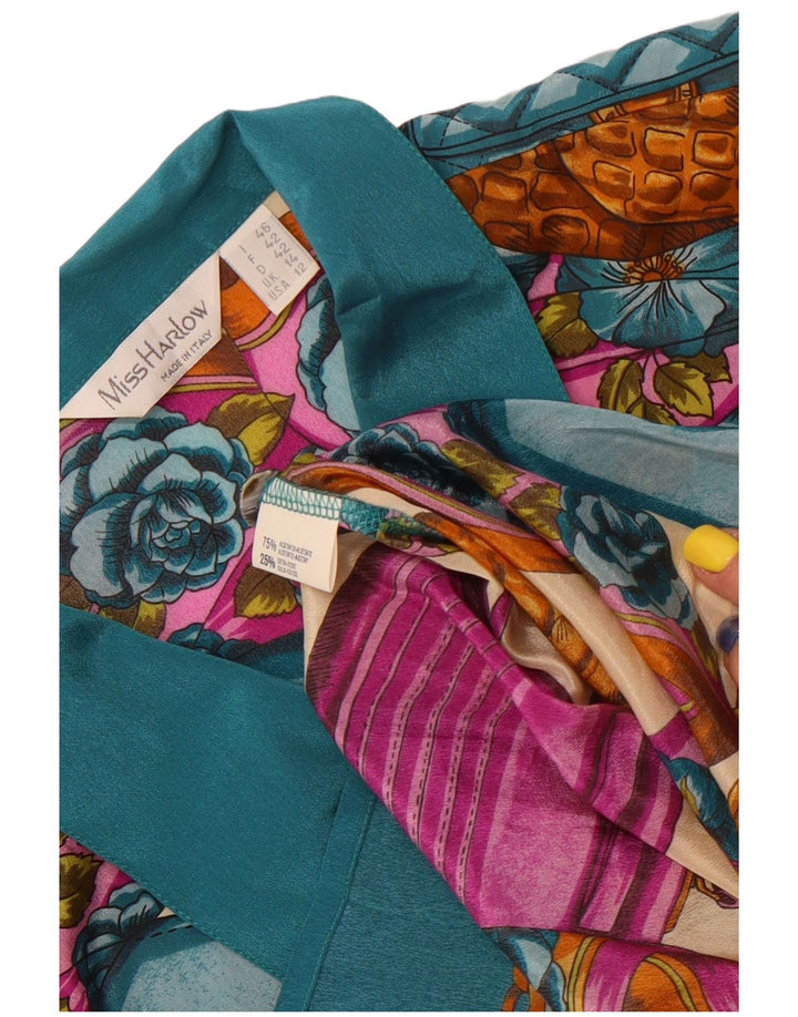 Vintage γυναικείο πουκάμισο αφηρημένο μοτίβο μπλούζα UK 14 Μεγάλη πολύχρωμη