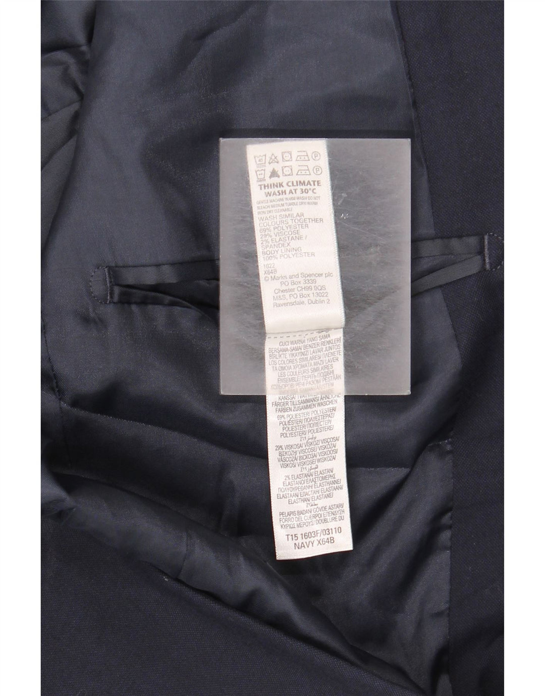 Marks & Spencer Ανδρικό Regular Fit Blazer Μπουφάν UK 36 Small Navy Blue