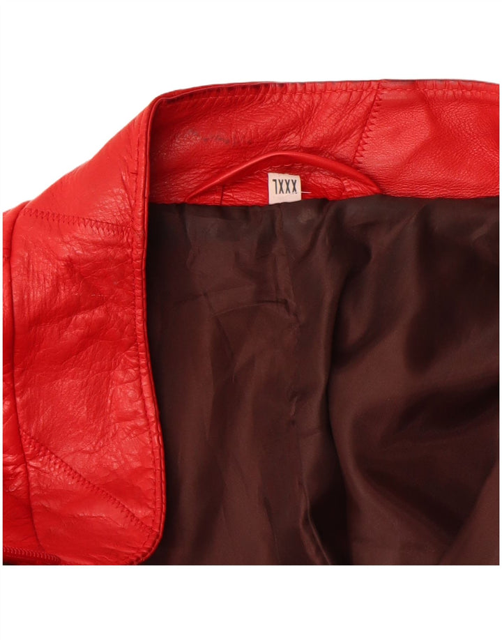 Vintage Γυναικείο Δερμάτινο Μπουφάν UK 22 3XL Κόκκινο Δερμάτινο