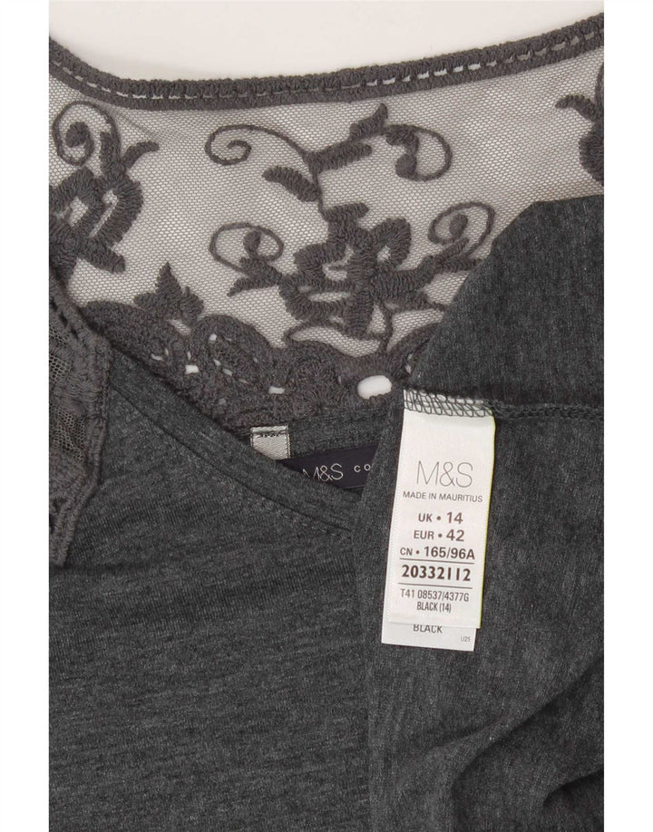 Γυναικεία μπλούζα Marks & Spencer Top UK 14 Large Grey Floral Polyester