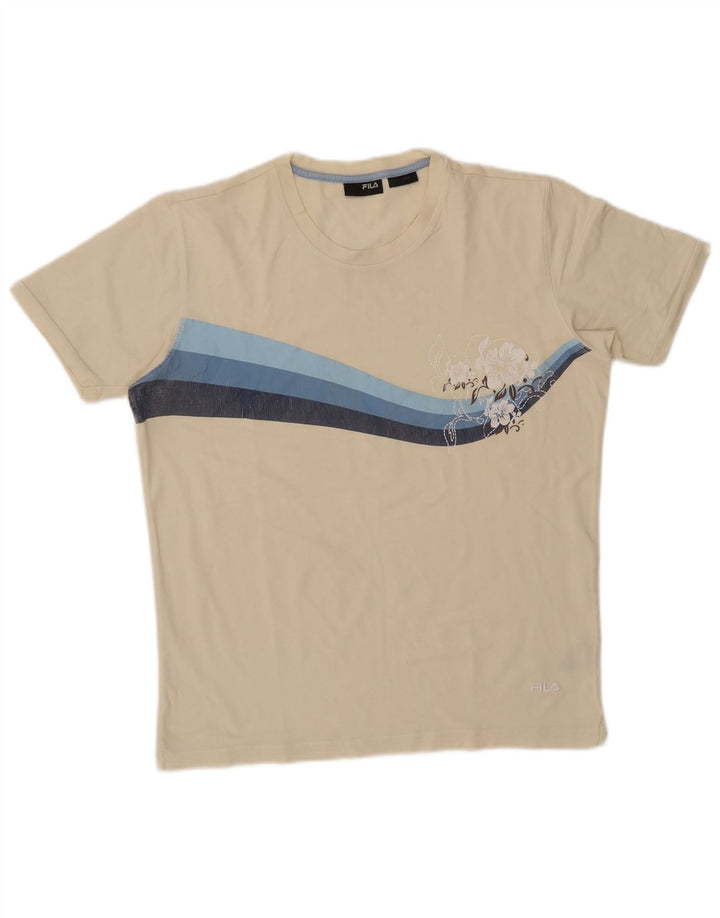 Ανδρικό γραφικό T-Shirt Fila Top μεγάλο λευκό βαμβακερό