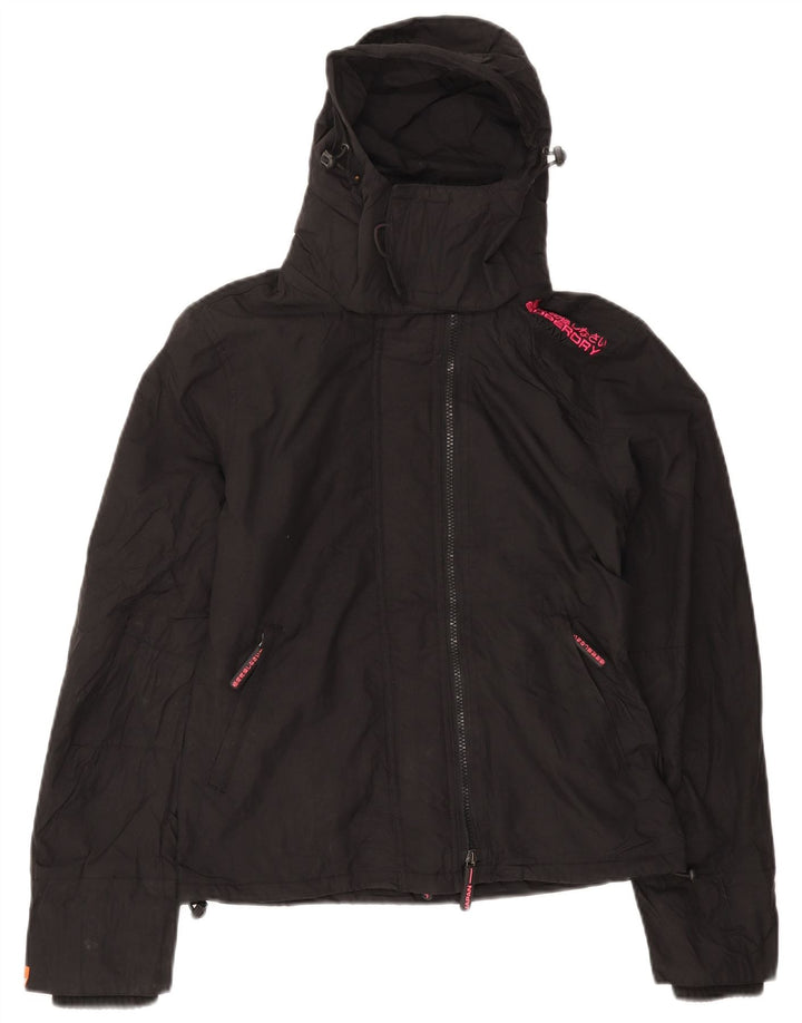 Superdry Γυναικείο Μπουφάν με κουκούλα αντιανεμικό UK 10 Small Black Nylon