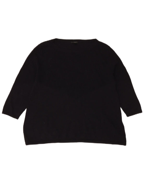 Cos Γυναικείο 3/4 μανίκι πουλόβερ με λαιμόκαυστο UK 14 μεσαίο μπλε ναυτικό μαλλί