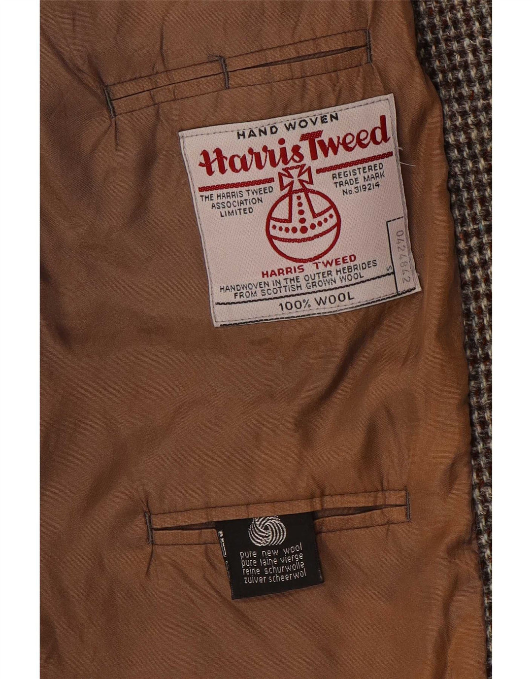 Harris Tweed Ανδρικό σακάκι σακάκι με 2 κουμπιά UK 38 μεσαίου καφέ Houndstooth