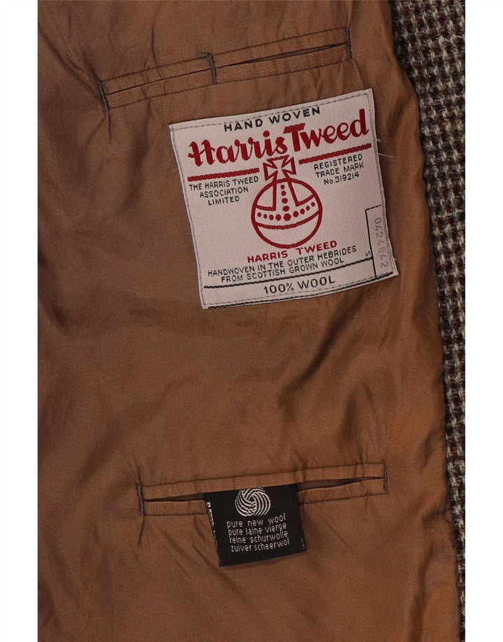Harris Tweed Ανδρικό σακάκι σακάκι με 2 κουμπιά UK 38 μεσαίου καφέ Houndstooth