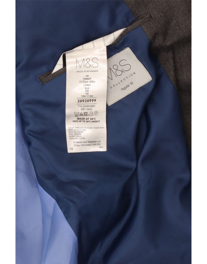 MARKS & SPENCER Ανδρικό μπουφάν μπλέιζερ με 2 κουμπιά κανονική εφαρμογή UK 46 XL Γκρι