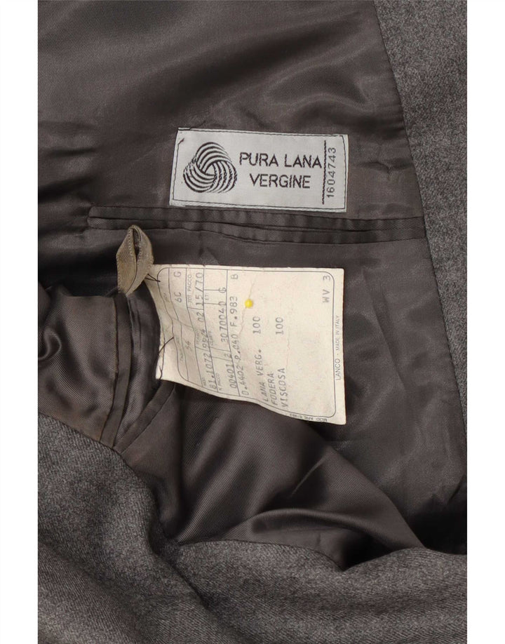 Vintage Ανδρικό διπλό μπουφάν σακάκι IT 54 2XL Γκρι παρθένο μαλλί