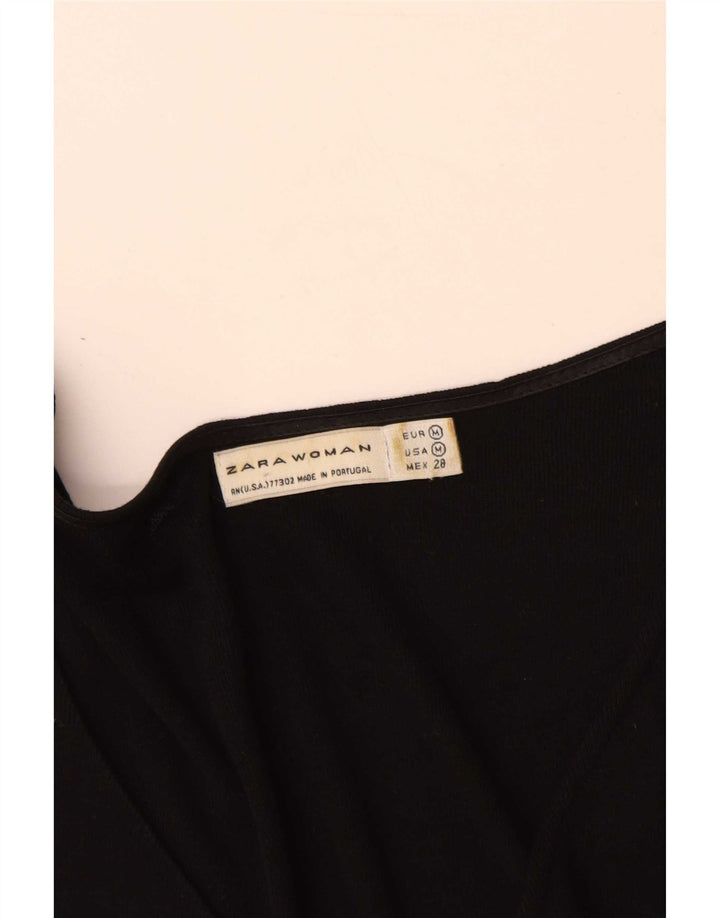 Zara Γυναικεία Μπλούζα Τοπ UK 12 Medium Black Colourblock Lyocell