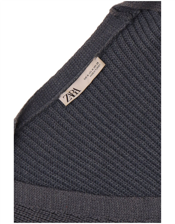 Zara Γυναικεία Ζακέτα Crop UK 14 Medium Navy Blue