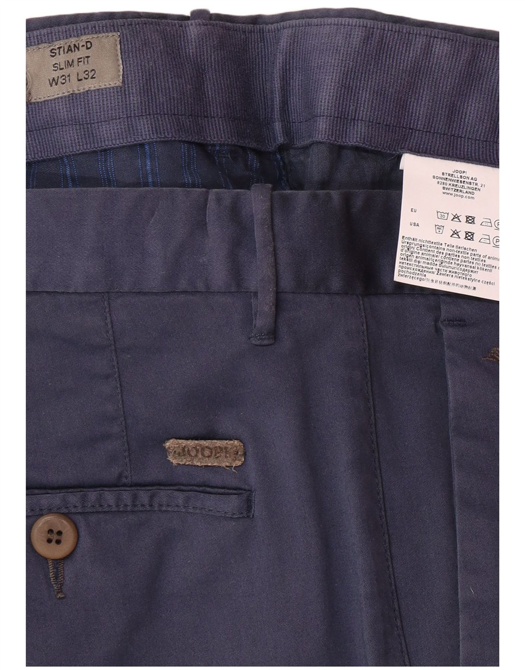 Ανδρικό παντελόνι Chino JOOP Slim Fit W31 L32 Navy Blue Cotton