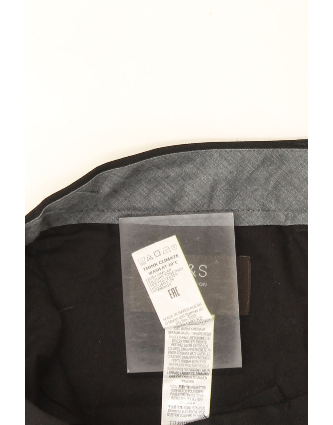 MARKS & SPENCER Ανδρικό παντελόνι με κανονική εφαρμογή W36 L33 μαύρο πολυεστέρα