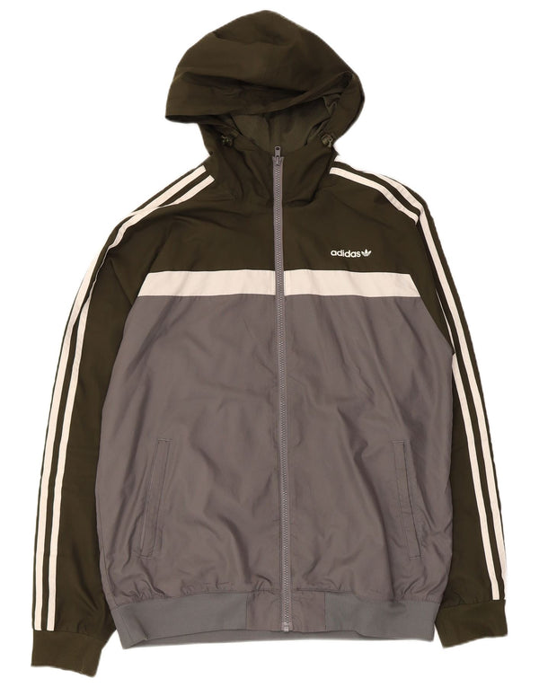 Ανδρικό μπουφάν με κουκούλα Adidas UK 38 Medium Green Colourblock