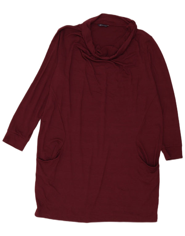 Γυναικείο μακρυμάνικο φόρεμα Marks & Spencer UK 24 4XL μπορντό