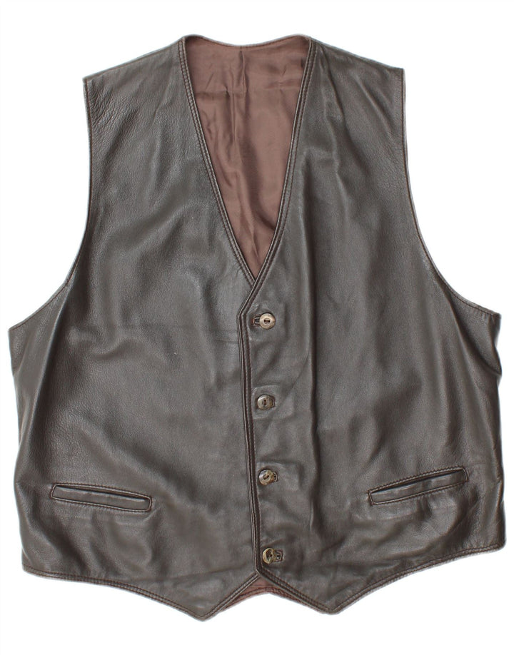 VINTAGE Ανδρικό Δερμάτινο Γιλέκο UK 38 Medium Grey