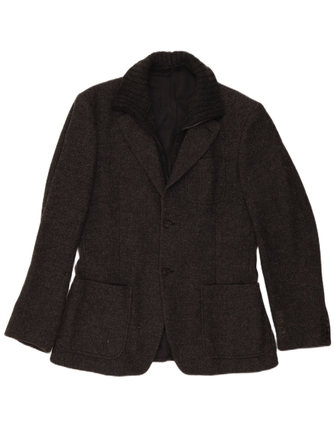 Benetton Ανδρικό σακάκι με 2 κουμπιά σακάκι IT 50 Large Grey Flecked Wool