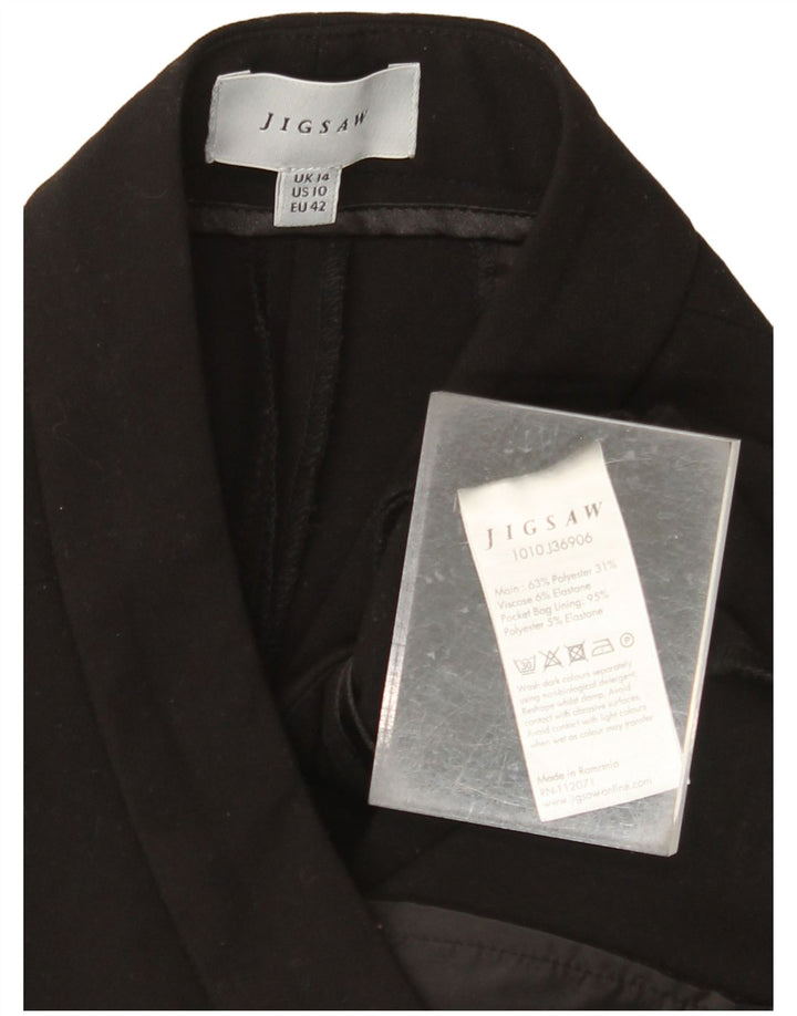 JIGSAW Γυναικείο ίσιο κομμένο παντελόνι UK 14 μεγάλο W34 L25 μαύρο