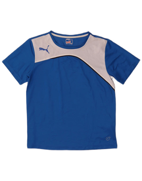 Puma Boys T-Shirt Top 13-14 Years Blue Colourblock Polyester