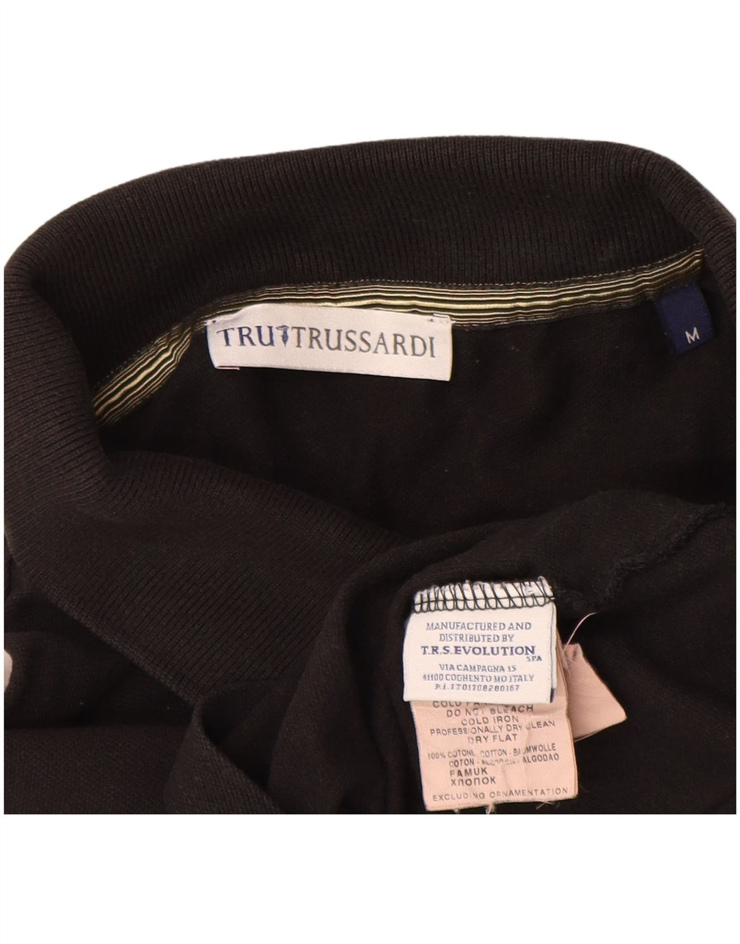 Ανδρικό μπλουζάκι πόλο Trussardi, μεσαίο μαύρο βαμβακερό