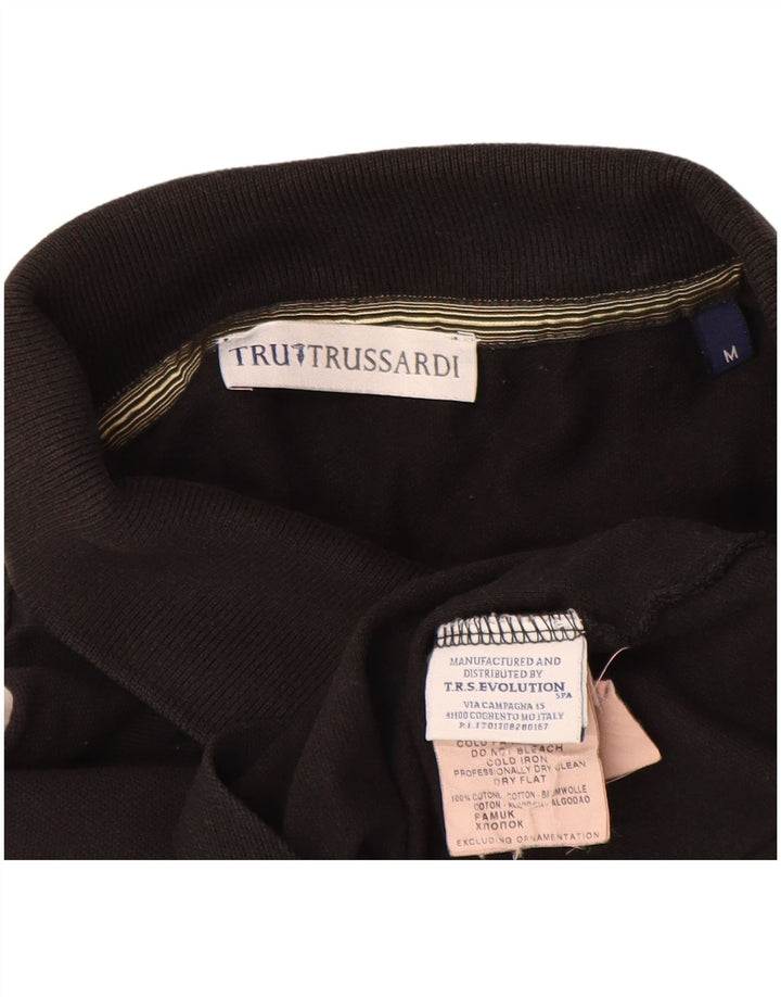 Ανδρικό μπλουζάκι πόλο Trussardi, μεσαίο μαύρο βαμβακερό