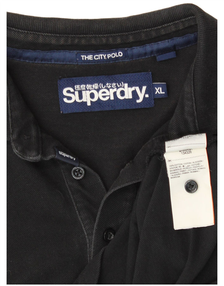 Ανδρικό πουκάμισο πόλο SUPERDRY XL Μαύρο βαμβακερό