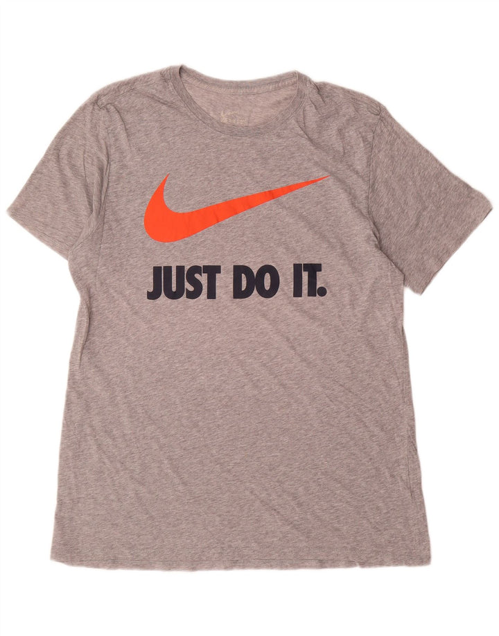 Ανδρικό γραφικό μπλουζάκι Nike τοπ με μεγάλο γκρι χρώμα