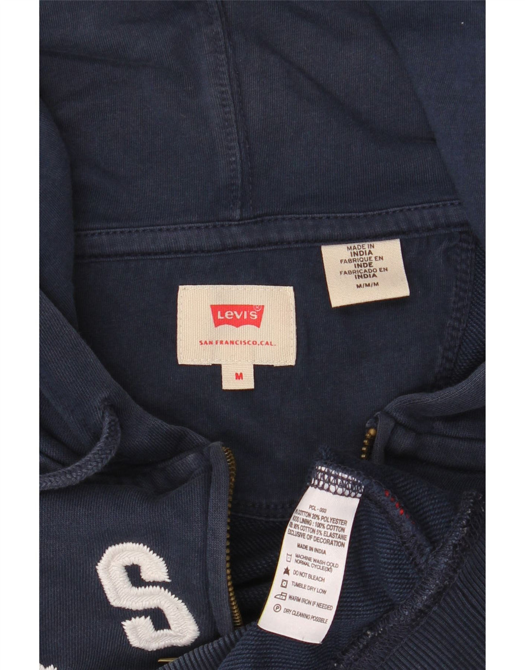 Ανδρικό πουλόβερ με κουκούλα με φερμουάρ LEVI'S μεσαίο μπλε βαμβακερό